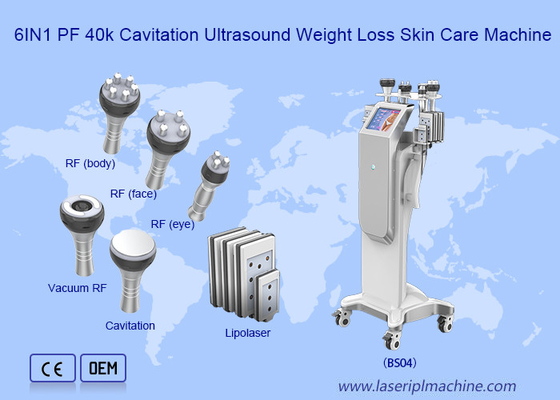 Máy tạo bọt 6in1 Giảm cân siêu âm chân không Rf Thiết bị Laser Lipo