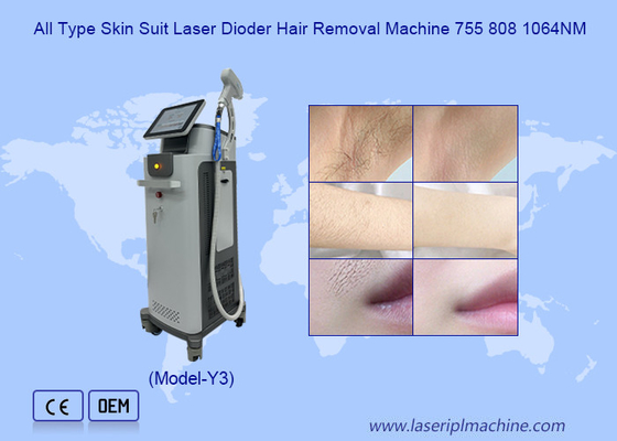 Tất cả các loại da không đau 1064 755 808nm Diode Laser Hair Removal Machine