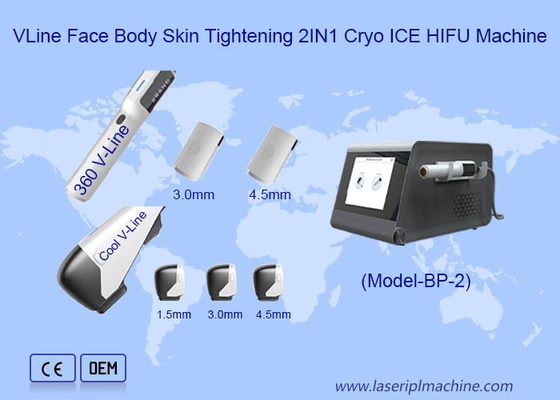VLine Mặt Cơ thể Kháng lão hóa da 2IN1 Cryo ICE HIFU Máy
