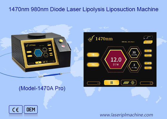 Phẫu thuật Laser để loại bỏ Cellulite 1470nm 980nm Fiber Optic Diode Laser Máy hút mỡ
