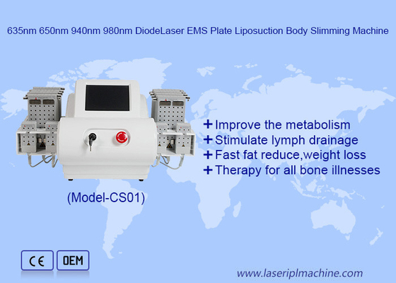 EMS Pads 635nm 650nm 940nm 980nm LipoLaser máy hút mỡ để giảm cân