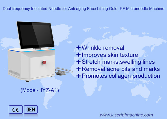 Ống cách nhiệt tần suất kép để chống lão hóa Mặt nâng vàng RF Microneedle Machine
