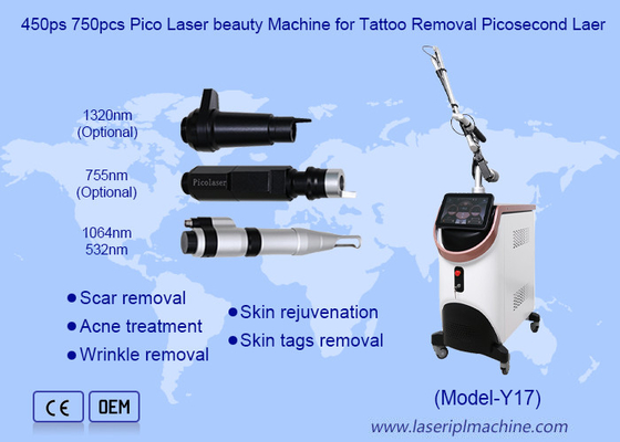 450ps 750pcs Pico Laser Beauty Machine để loại bỏ hình xăm Picosecond Laser