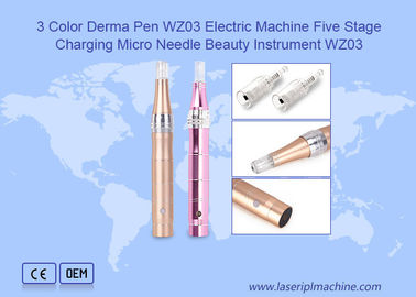 3 Color Derma Pen Máy điện 5 giai đoạn sạc Micro Needle Beauty Instrument