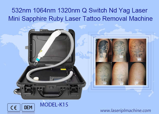 532nm 1064nm 1320nm Q Switch Nd Yag Máy loại bỏ hình xăm laser Ruby Mini Sapphire