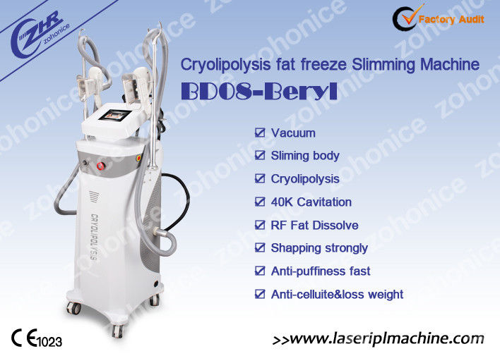 1.8  color screen Vertical 40K Cryolipolysis Slimming Machine 122*59*51cm With 3 Handles For Fat Freezing