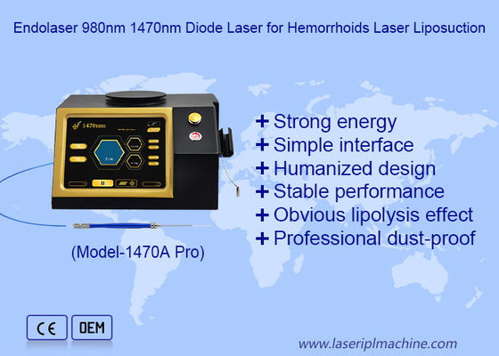 Phẫu thuật Laser để loại bỏ Cellulite 1470nm 980nm Fiber Optic Diode Laser Máy hút mỡ