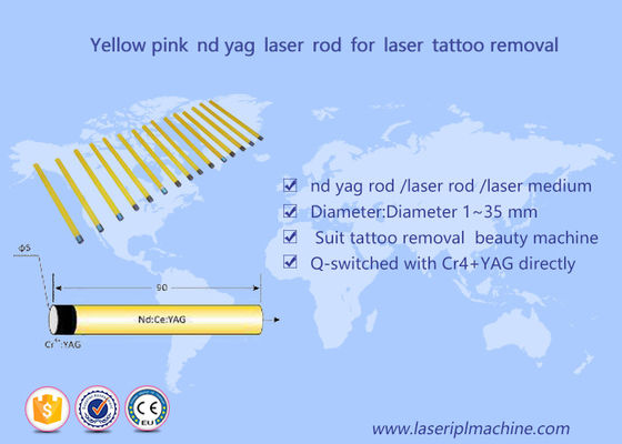 Giá tốt. Máy xóa hình xăm bằng laser y tế Nd Yag Rod Yellow Pink Crystal 5 * 85mm trực tuyến